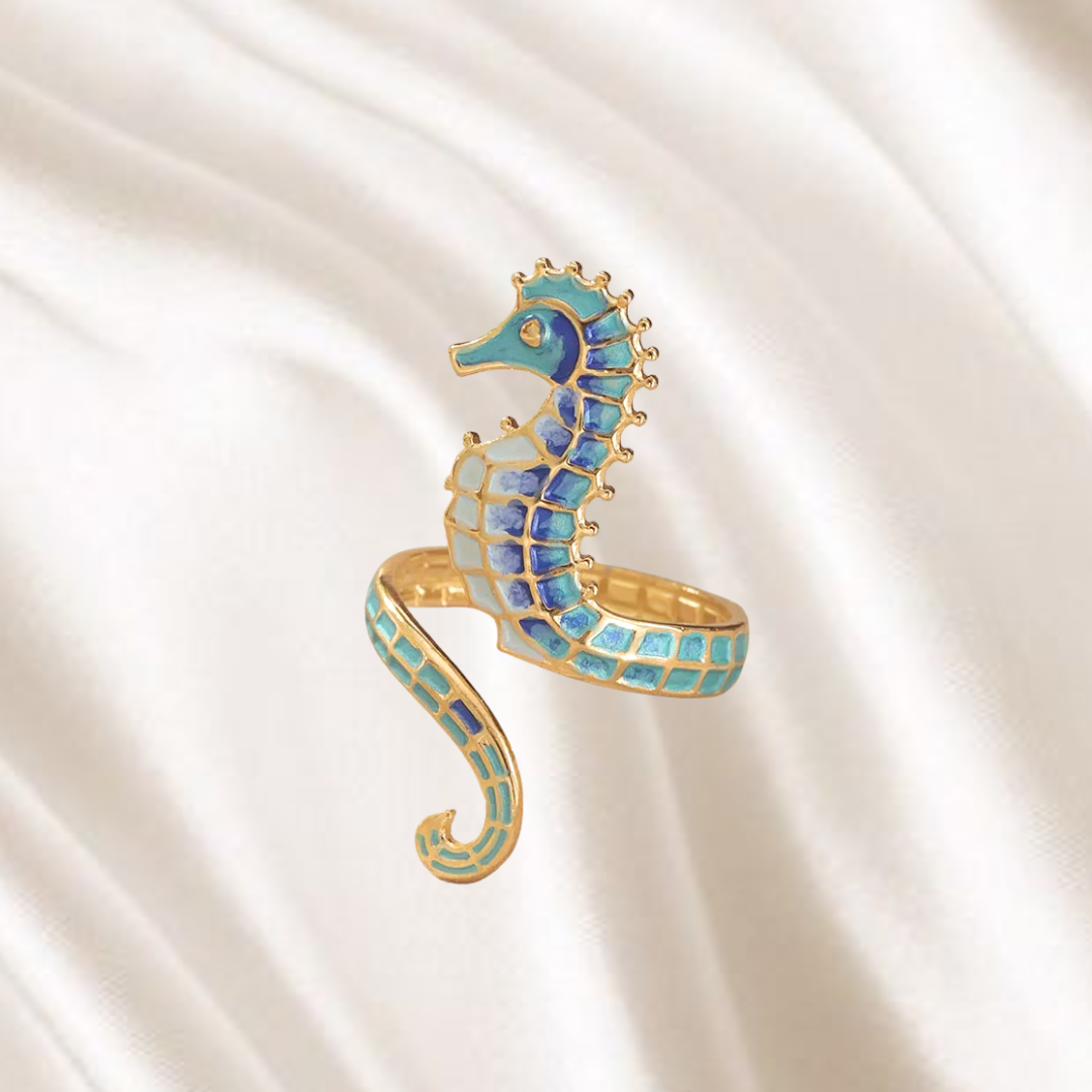 Ocean Embrace I Seahorse Ring