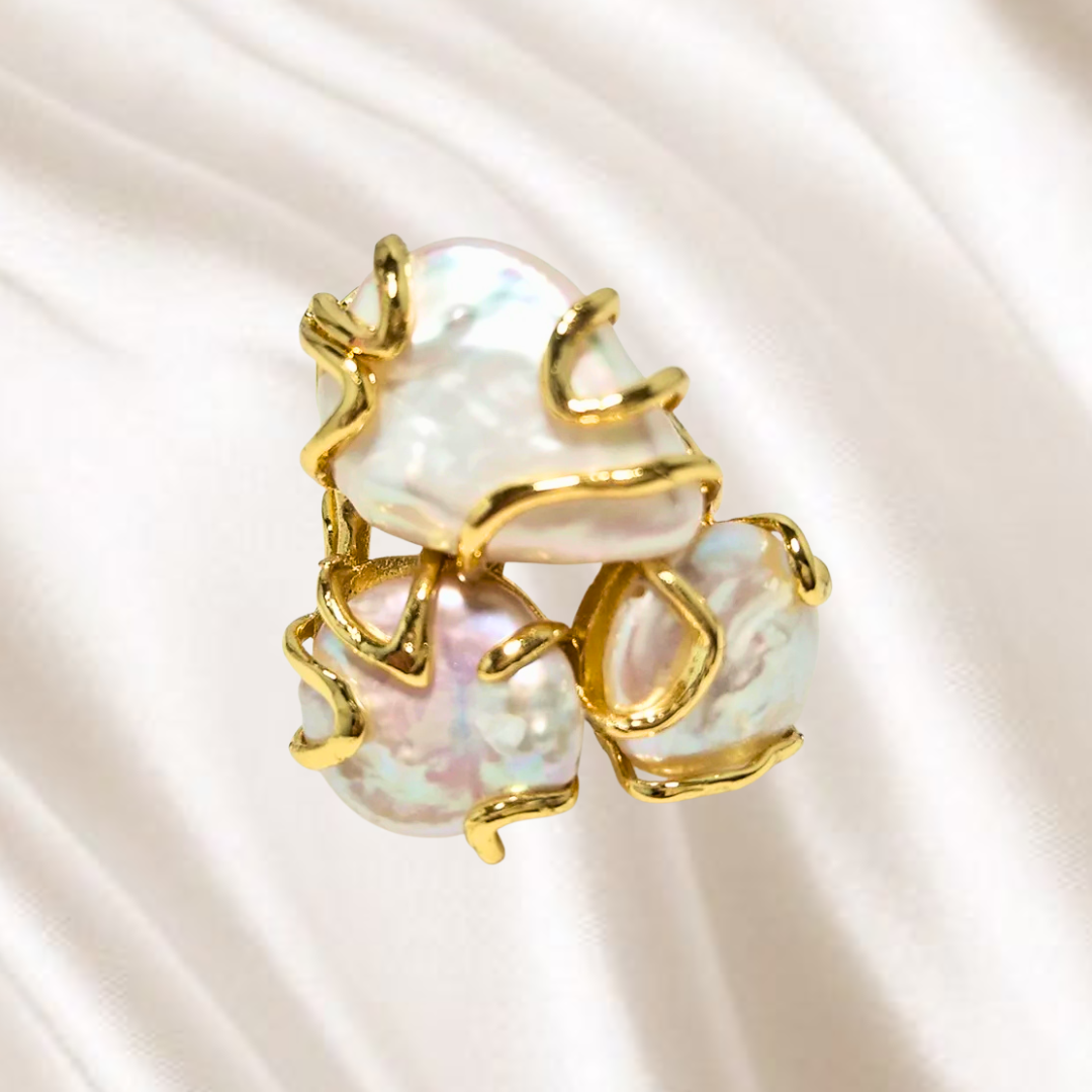 Ocean Veil I Natural Freshwater Pearls Ring