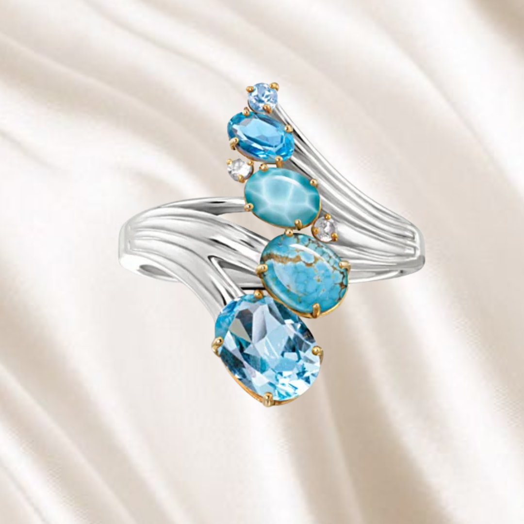 Seafoam Grace I Blue Zircon Stone Ring