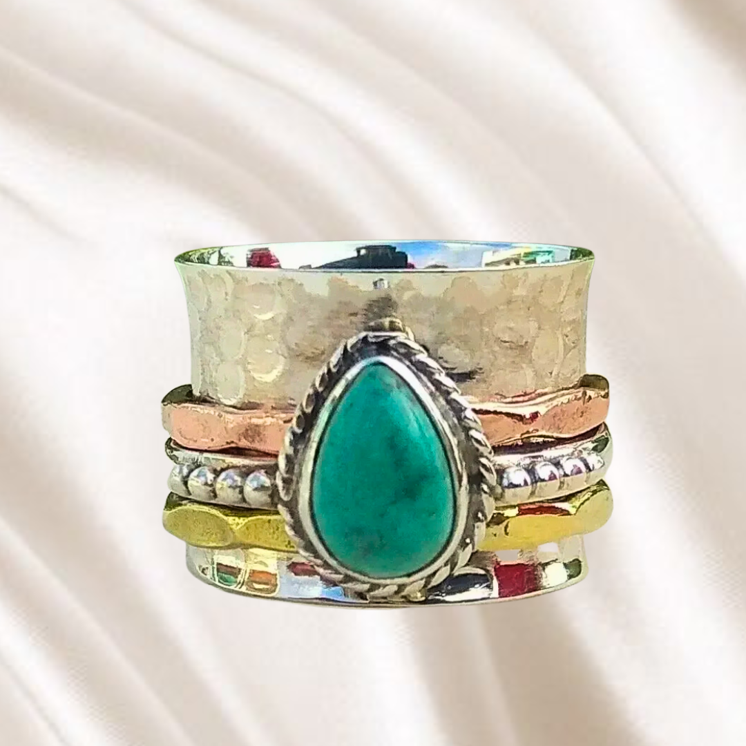 Blue Mirage I Tricolor Waterdrop Ring