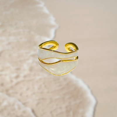 Silken Tides I Pearl White Ring