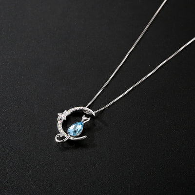 Moonlit Whiskers | Crystal Cat Necklace