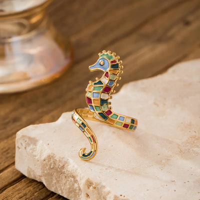 Ocean Embrace I Seahorse Ring