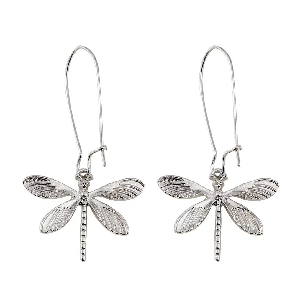 Silver Wings I Retro Dragonfly Earrings