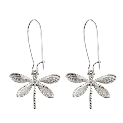 Silver Wings I Retro Dragonfly Earrings