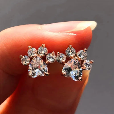 Opal Paws I  Heart Paw Earrings