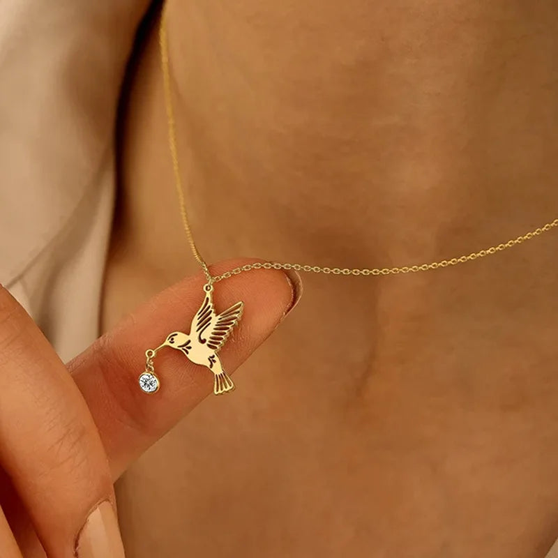 Solena | Birthstone Hummingbird Necklace