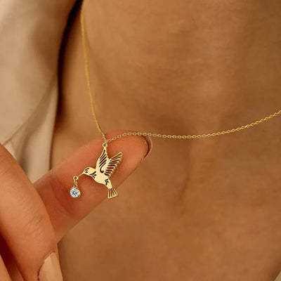 Solena | Birthstone Hummingbird Necklace