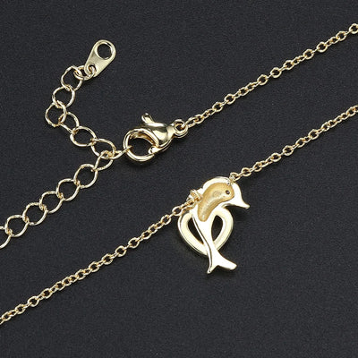 Dolphin Heart I Golden Necklace