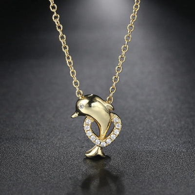 Dolphin Heart I Golden Necklace