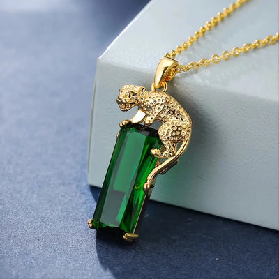 Emerald Prowler I Leopard Pendant Necklace