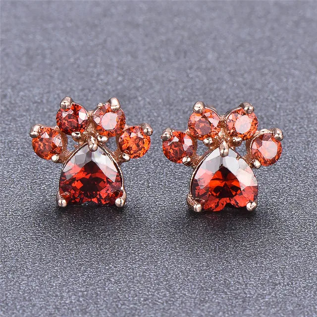 Opal Paws I  Heart Paw Earrings