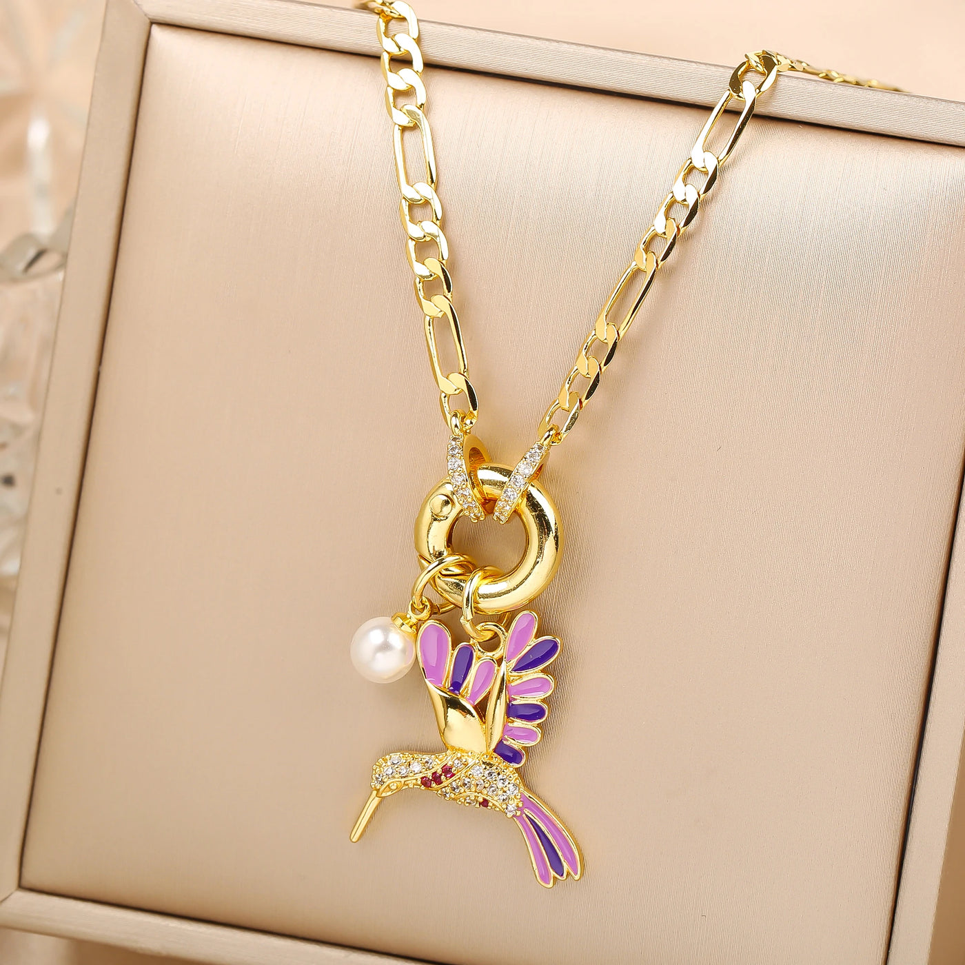 Aurielle | Pearl Bird Charm Necklace