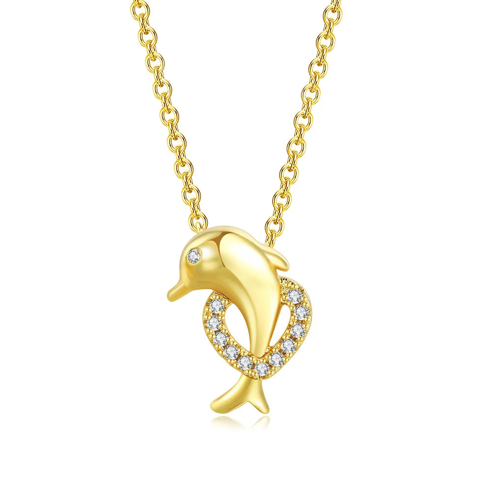 Dolphin Heart I Golden Necklace