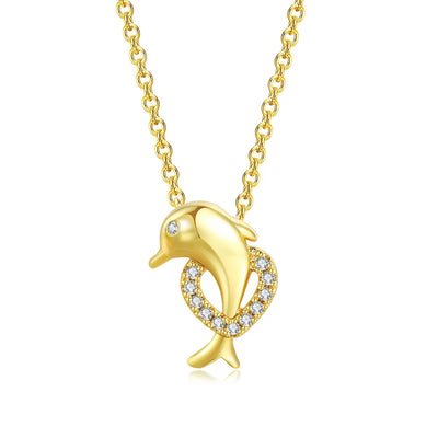 Dolphin Heart I Golden Necklace
