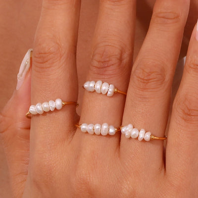 White Tide I Freshwater Pearl Ring