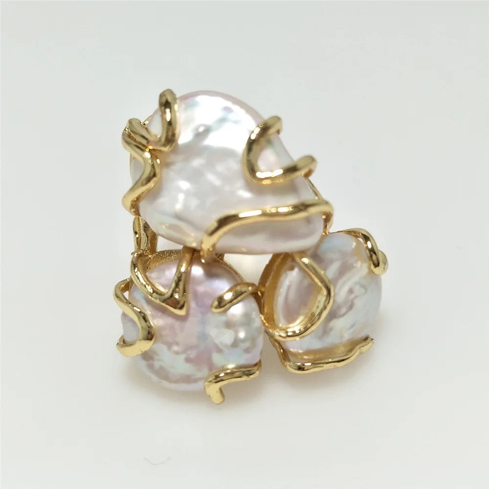 Ocean Veil I Natural Freshwater Pearls Ring