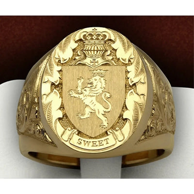 Crest of Valor I Crown Lion Ring