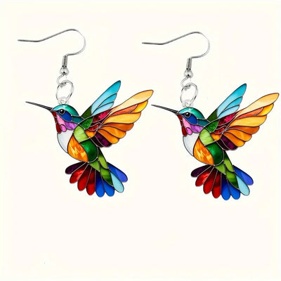 Stained Flight I Hummingbird Earrings
