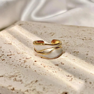 Silken Tides I Pearl White Ring