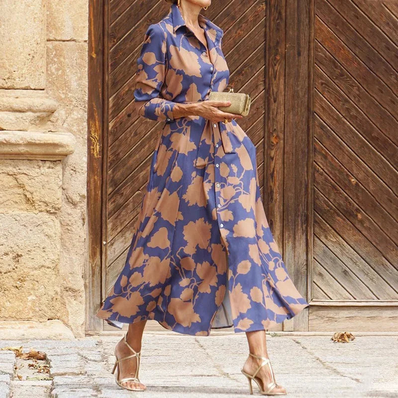 Indie | Floral Elegance Lapel Dress