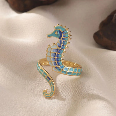 Ocean Embrace I Seahorse Ring