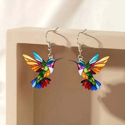 Stained Flight I Hummingbird Earrings