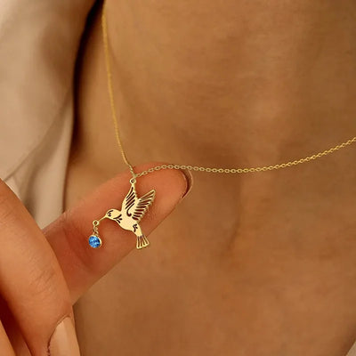 Solena | Birthstone Hummingbird Necklace