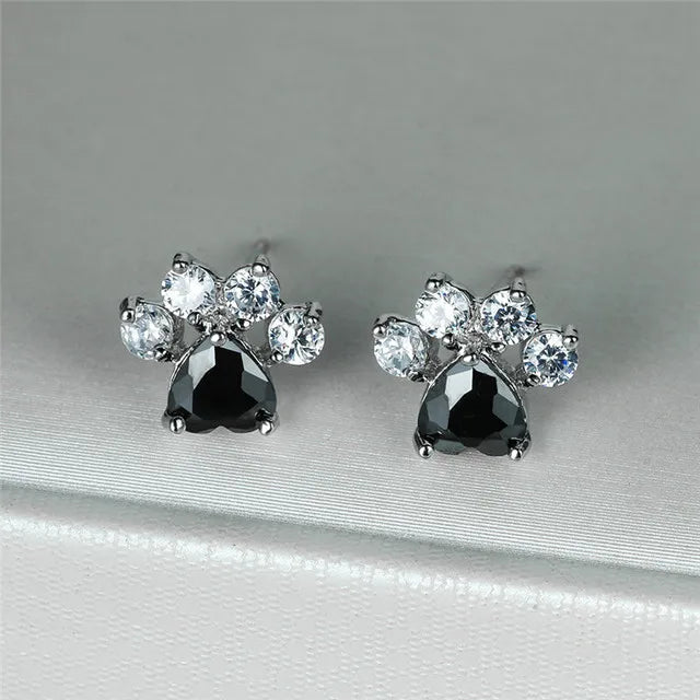 Opal Paws I  Heart Paw Earrings