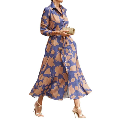 Indie | Floral Elegance Lapel Dress