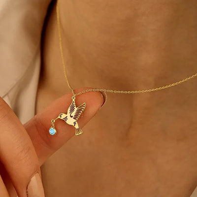 Solena | Birthstone Hummingbird Necklace