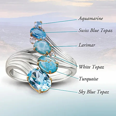Seafoam Grace I Blue Zircon Stone Ring