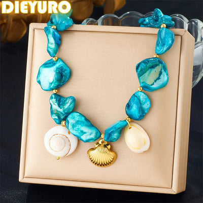 Lagoon Treasure I Blue Stone Necklace