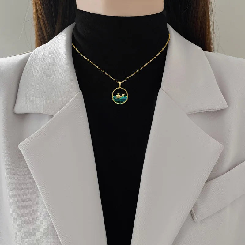 Dolphin Whisper I Golden Necklace
