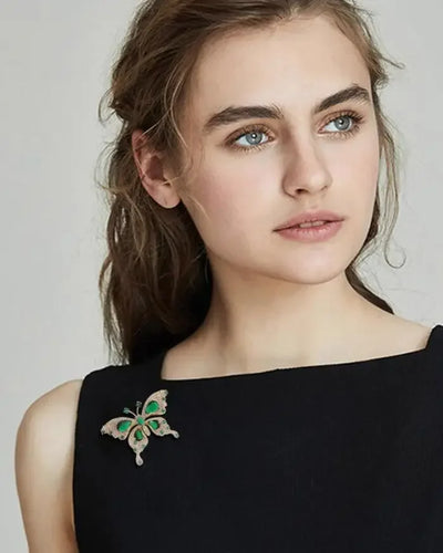 Emerald Monarch I  Elegant Butterfly Brooche