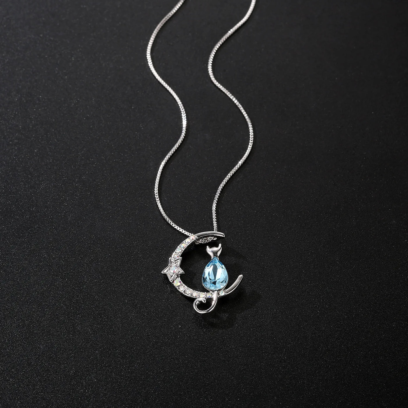 Moonlit Whiskers | Crystal Cat Necklace
