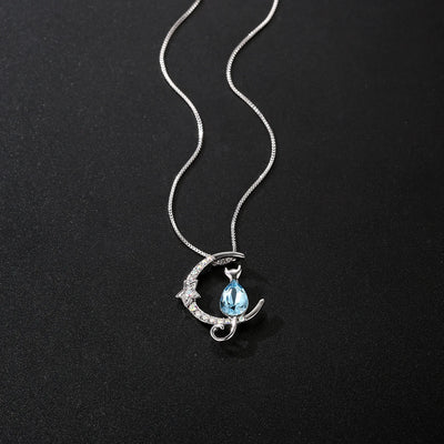 Moonlit Whiskers | Crystal Cat Necklace