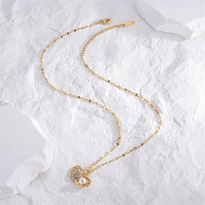 Ocean's Shell I French Shell Pearl Necklace