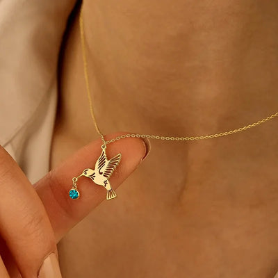Solena | Birthstone Hummingbird Necklace