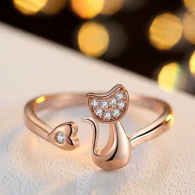 Whiskered Charm I Cute Cat Ring