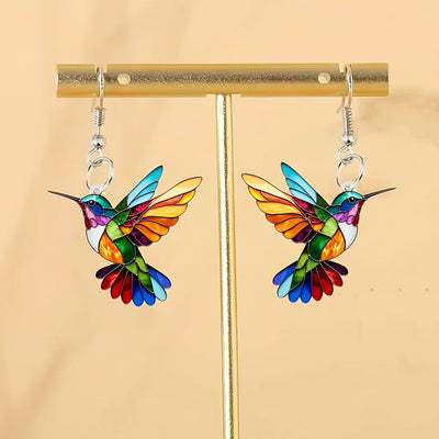 Stained Flight I Hummingbird Earrings