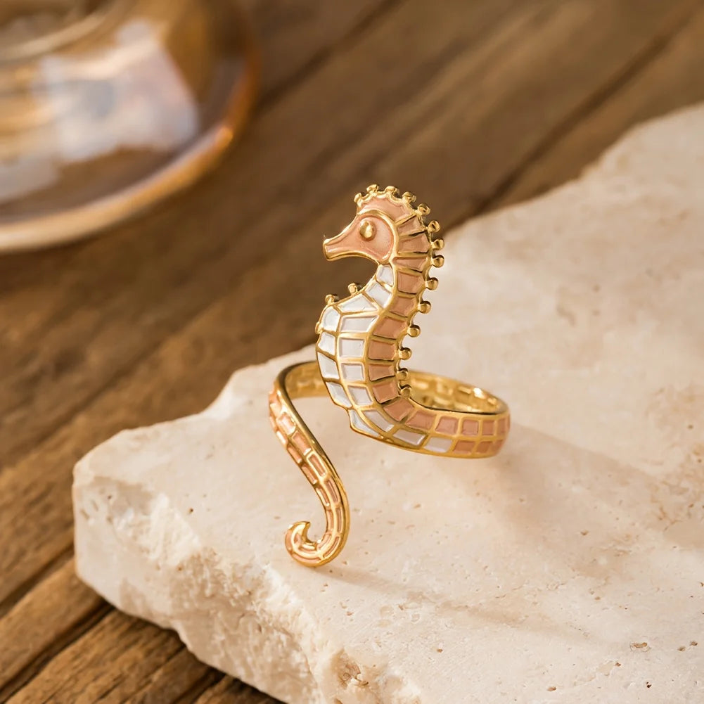 Ocean Embrace I Seahorse Ring