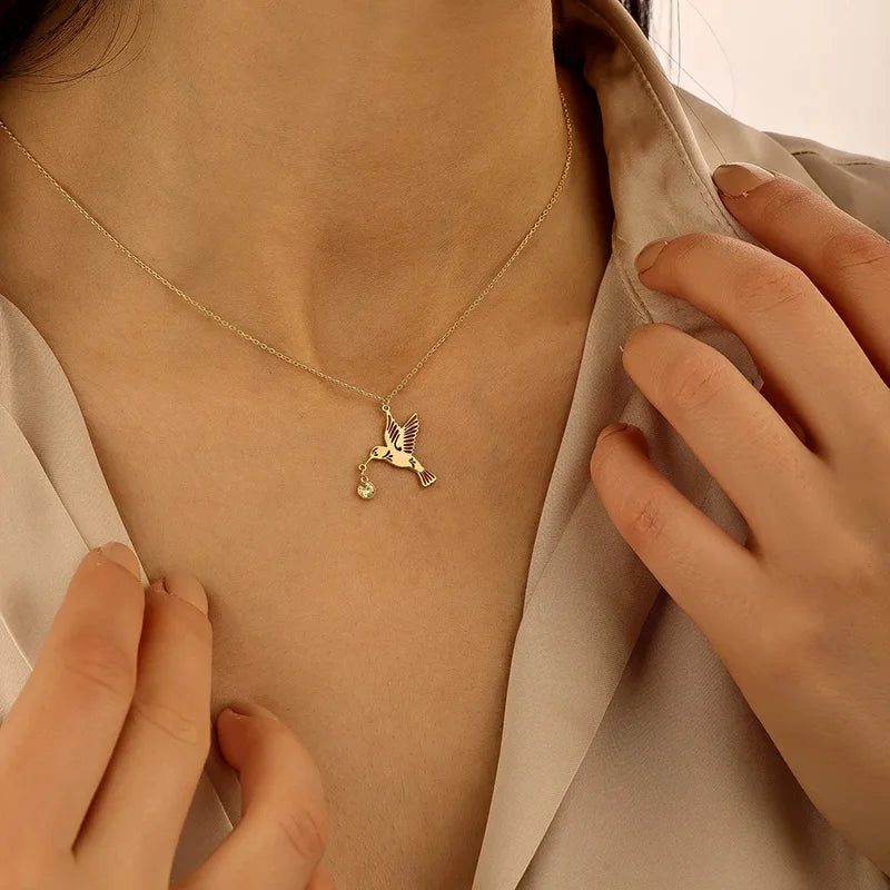 Solena | Birthstone Hummingbird Necklace