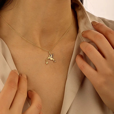 Solena | Birthstone Hummingbird Necklace