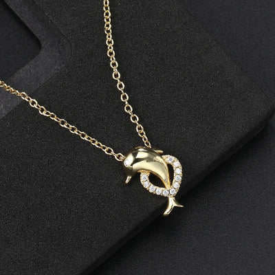 Dolphin Heart I Golden Necklace