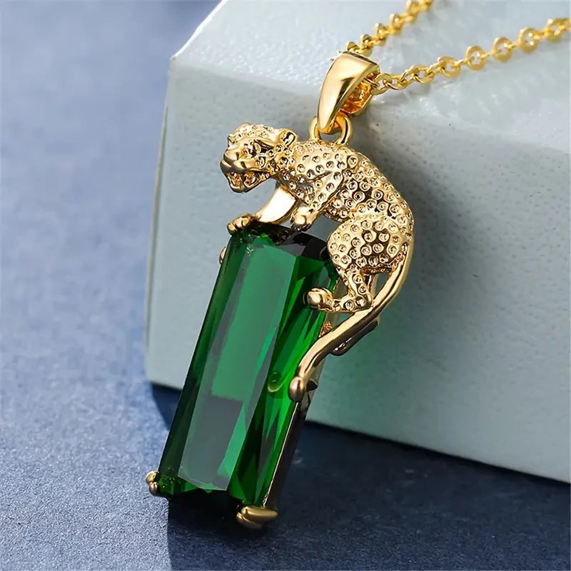 Emerald Prowler I Leopard Pendant Necklace