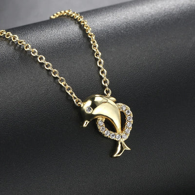 Dolphin Heart I Golden Necklace
