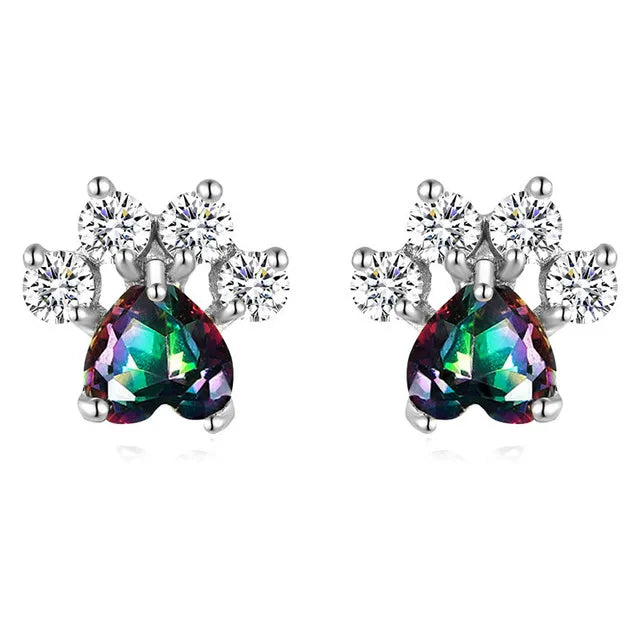Opal Paws I  Heart Paw Earrings