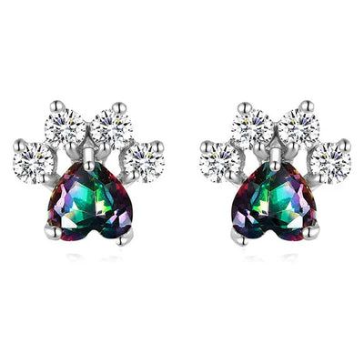 Opal Paws I  Heart Paw Earrings