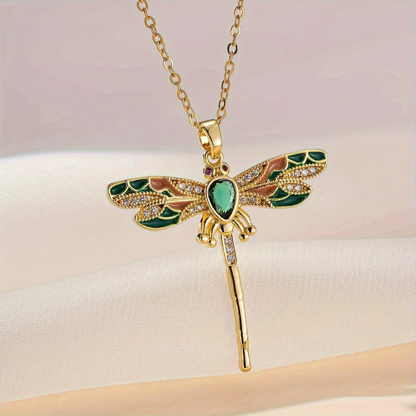 Wings of Serenity I Dragonfly Pendant Necklace